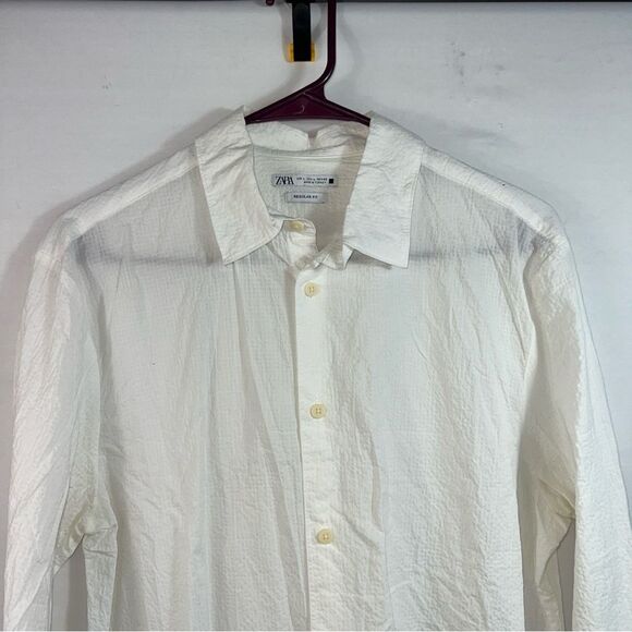 Zara Men's White Button Up Shirt 0625 - Picture 2 of 9